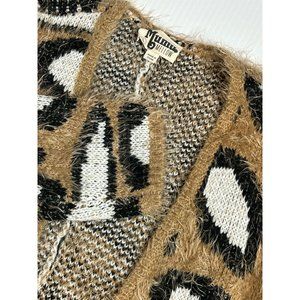 Show Me Your MuMu Cozi Cardi Golden Ears Cardigan Fuzzy Leopard Print Size Small